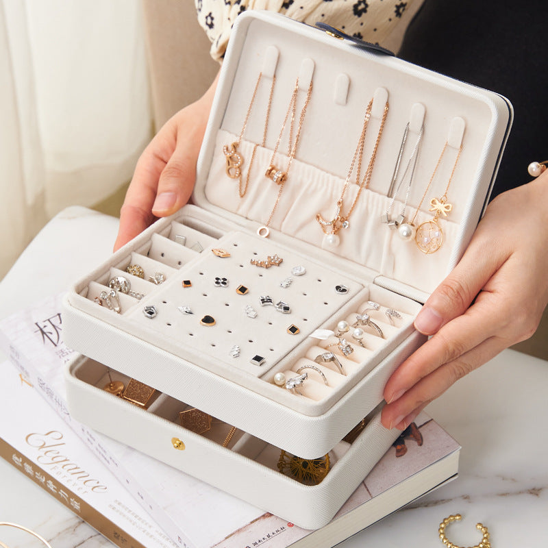 BOÎTE À BIJOUX CRÉATIVE EN CUIR PU MULTICOUCHE BOÎTE DE RANGEMENT DE BIJOUX