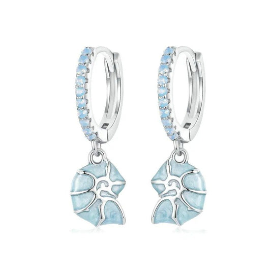 Boucles d'oreilles hypoallergéniques en forme de goutte de coquillage bleu
