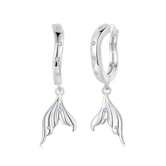 Boucles d'oreilles délicates plaquées or hypoallergéniques en forme de queue de poisson, cadeau SCE1744