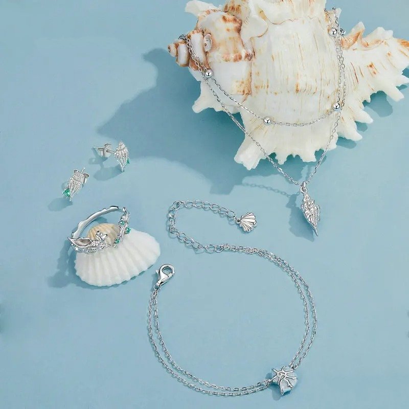 Bracelets à maillons en coquillage bleu