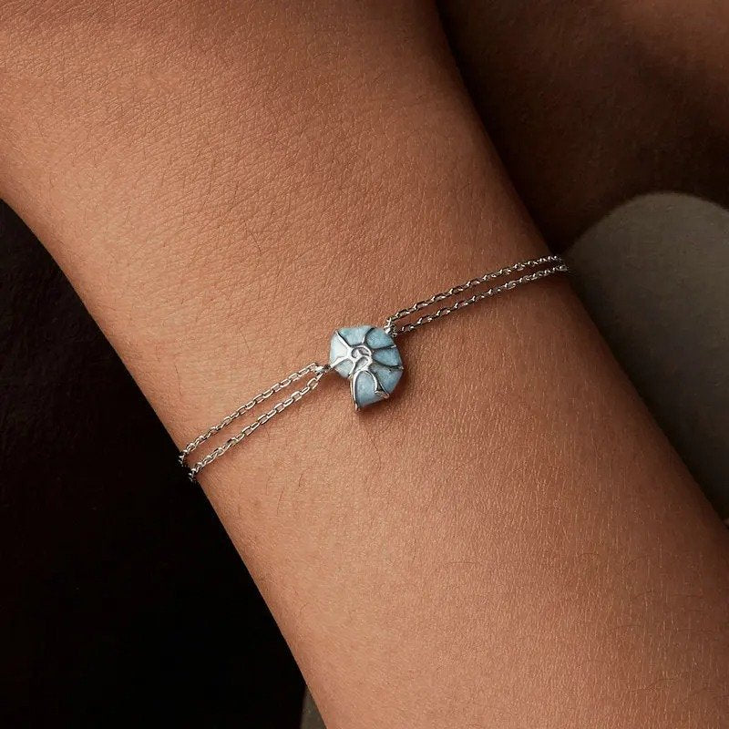 Bracelets à maillons en coquillage bleu