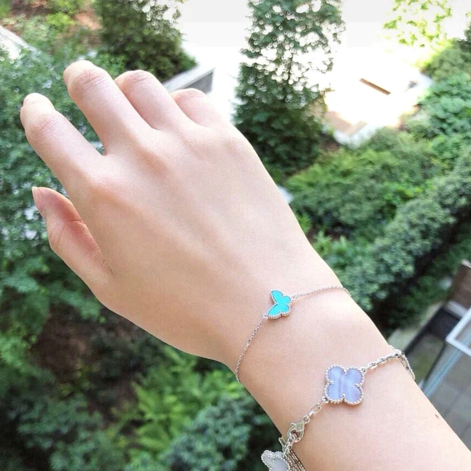[Joyas Regalia]PULSERA MARIPOSA TURQUESA PLATA