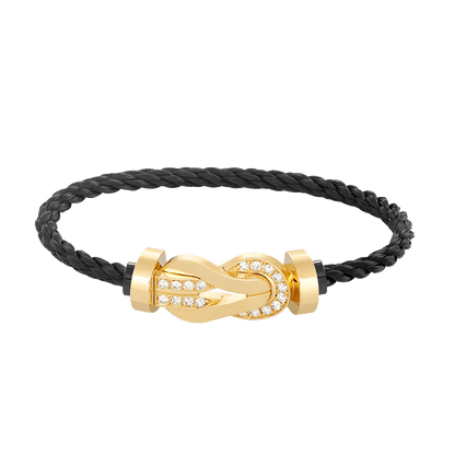 [Joyas Regalia] PULSERA GRANDE DE OCHO FIGURAS CON HEBILLA DE MEDIO DIAMANTES EN ORO