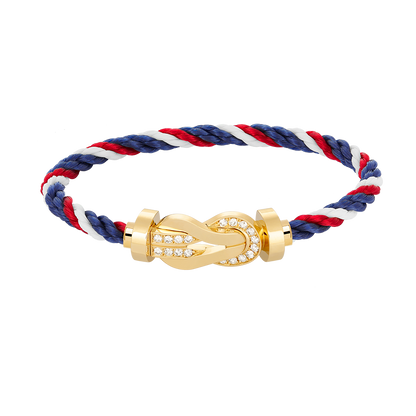 [Joyas Regalia] PULSERA GRANDE DE OCHO FIGURAS CON HEBILLA DE MEDIO DIAMANTES EN ORO