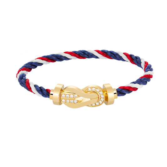 [Joyas Regalia] PULSERA GRANDE DE OCHO FIGURAS CON HEBILLA DE MEDIO DIAMANTES EN ORO