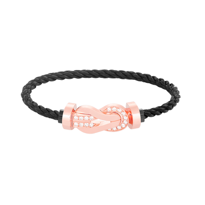 [Joyas Regalia] PULSERA GRANDE DE OCHO FIGURAS CON HEBILLA DE MEDIO DIAMANTES EN ORO ROSA