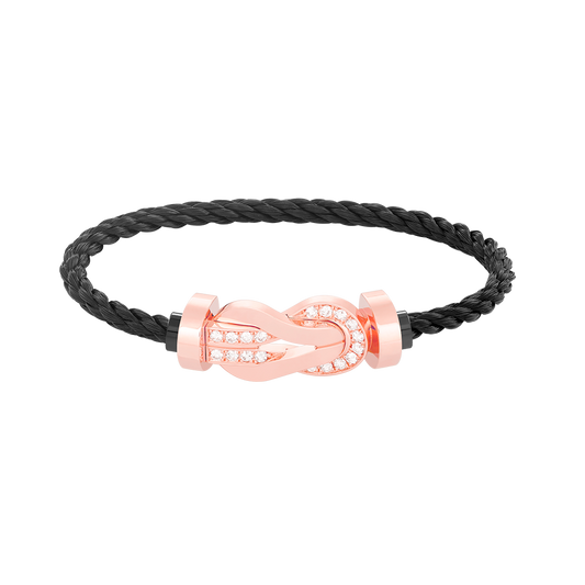 [Joyas Regalia] PULSERA GRANDE DE OCHO FIGURAS CON HEBILLA DE MEDIO DIAMANTES EN ORO ROSA