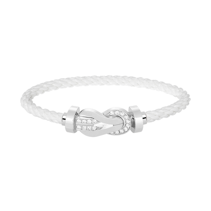 [Joyas Regalia] PULSERA GRANDE DE PLATA CON HEBILLA DE 8 FIGURAS Y MEDIO DIAMANTES