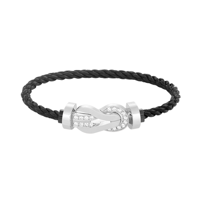 [Joyas Regalia] PULSERA GRANDE DE PLATA CON HEBILLA DE 8 FIGURAS Y MEDIO DIAMANTES
