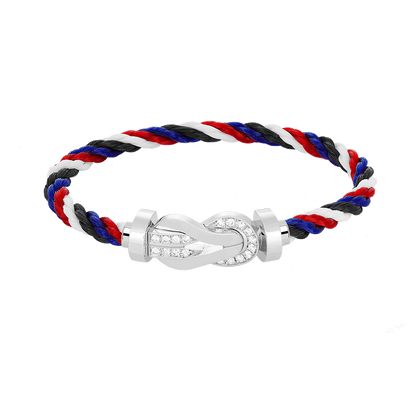 [Joyas Regalia] PULSERA GRANDE DE PLATA CON HEBILLA DE 8 FIGURAS Y MEDIO DIAMANTES