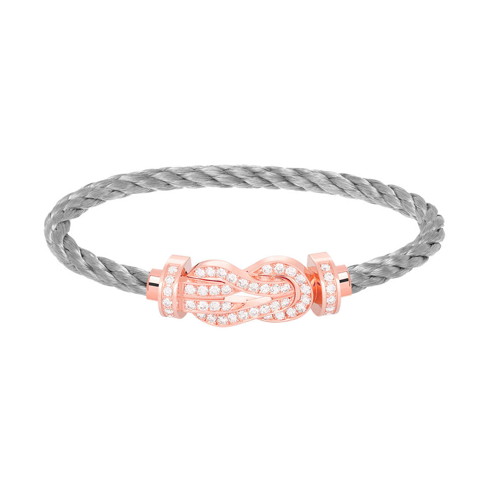 [Joyas Regalia] PULSERA CHANCE GRANDE CON HEBILLA DE 8 FIGURAS Y DIAMANTES COMPLETOS EN ORO ROSA