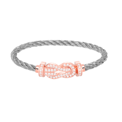 [Joyas Regalia] PULSERA CHANCE GRANDE CON HEBILLA DE 8 FIGURAS Y DIAMANTES COMPLETOS EN ORO ROSA