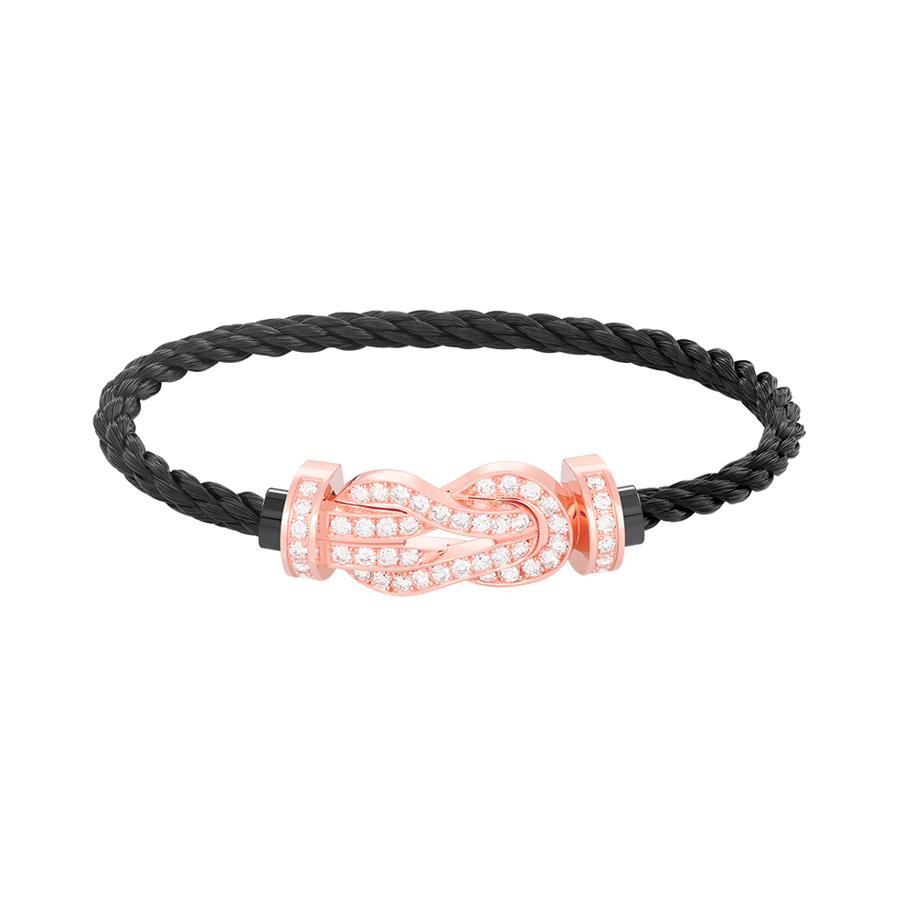 [Joyas Regalia] PULSERA CHANCE GRANDE CON HEBILLA DE 8 FIGURAS Y DIAMANTES COMPLETOS EN ORO ROSA