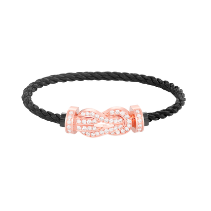 [Joyas Regalia] PULSERA CHANCE GRANDE CON HEBILLA DE 8 FIGURAS Y DIAMANTES COMPLETOS EN ORO ROSA