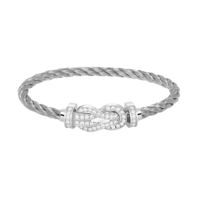 [Joyas Regalia] PULSERA DE PLATA CON HEBILLA GRANDE DE 8 FIGURAS Y DIAMANTES COMPLETOS