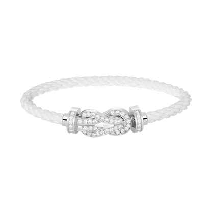 [Joyas Regalia] PULSERA DE PLATA CON HEBILLA GRANDE DE 8 FIGURAS Y DIAMANTES COMPLETOS
