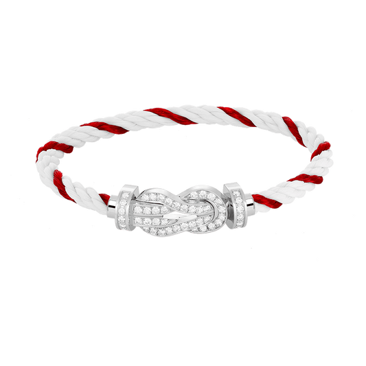 [Joyas Regalia] PULSERA DE PLATA CON HEBILLA GRANDE DE 8 FIGURAS Y DIAMANTES COMPLETOS
