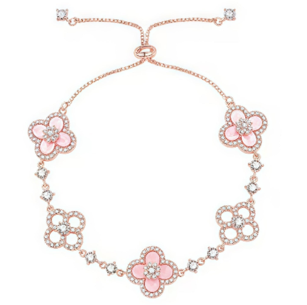 [Joyas Regalia] PULSERA CON 5 MOTIVOS DE TRÉBOL ROSA AZUL ROJO BLANCO