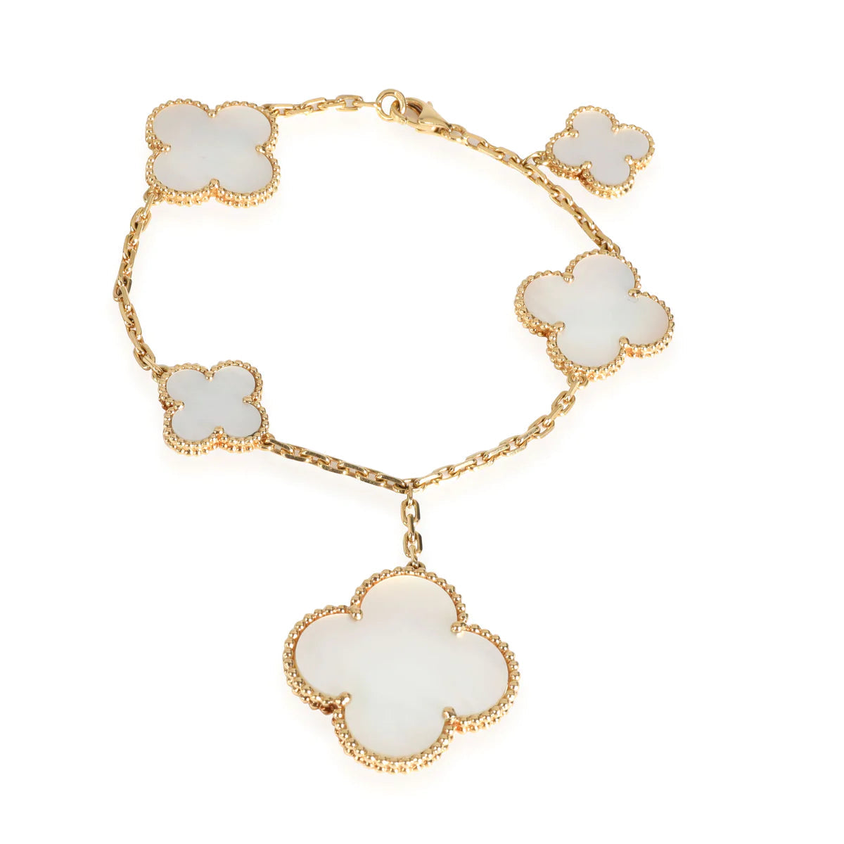 [Joyas Regalia]PULSERA DE ORO CON TRÉBOL MÁGICO Y 5 MOTIVOS