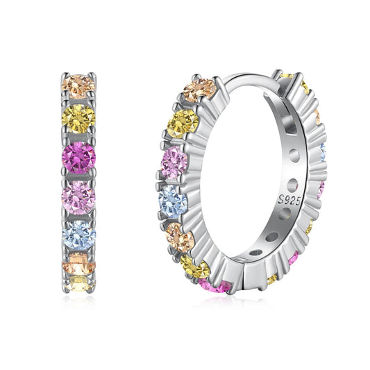 [Regalia jewelry]Radiant Colorful Round Cut Earrings