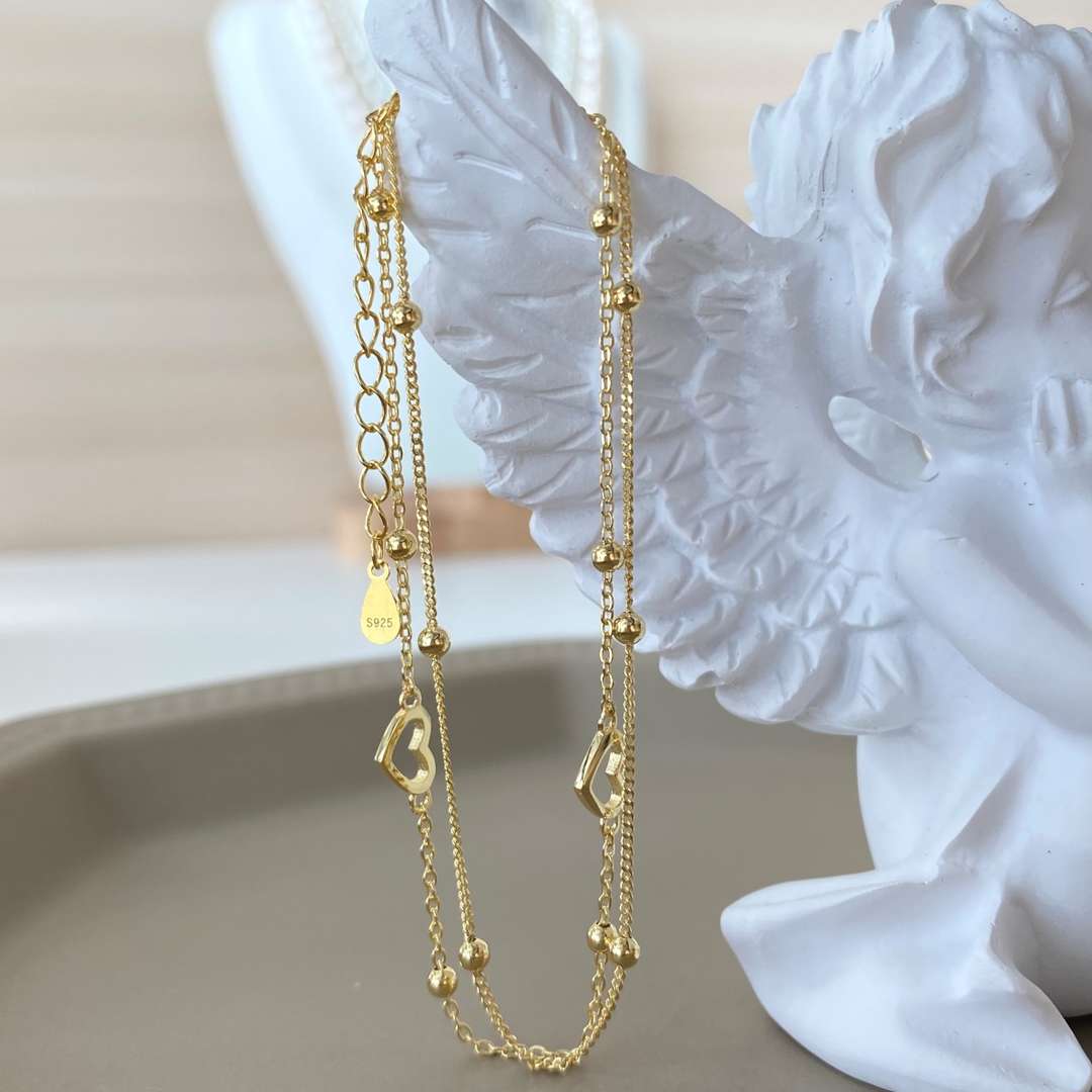 [Bijoux Regalia] Bracelet délicat double couche en forme de cœur