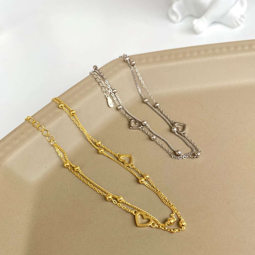 [Bijoux Regalia] Bracelet délicat double couche en forme de cœur