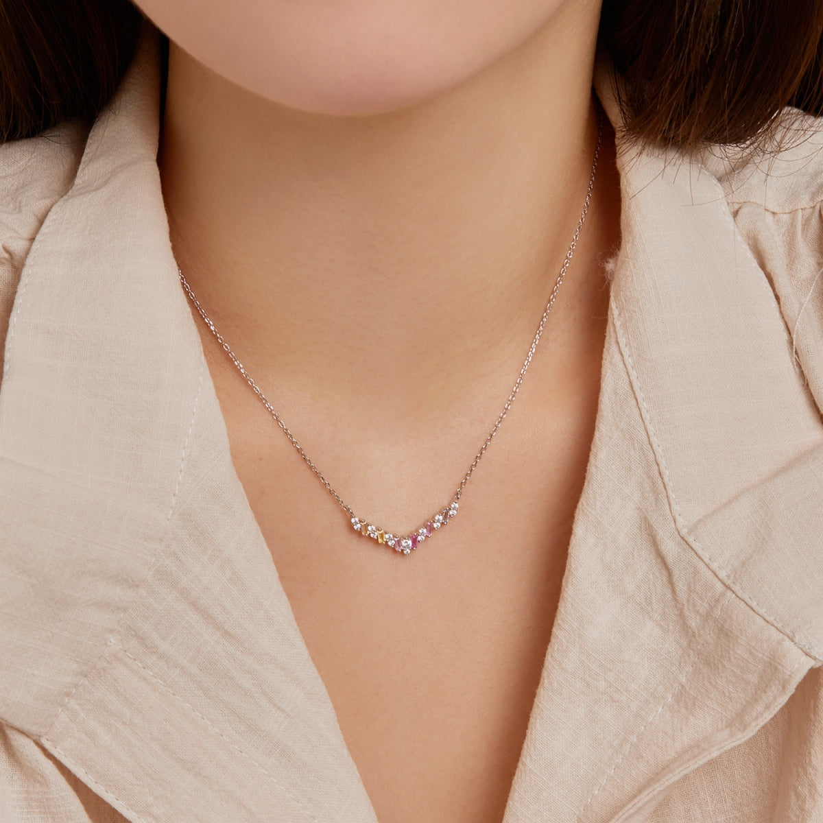 [Joyas Regalia]Collar arcoíris deslumbrante