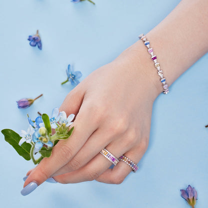 [Joyas Regalia] Anillo diario delicado con corte esmeralda caleidoscópico