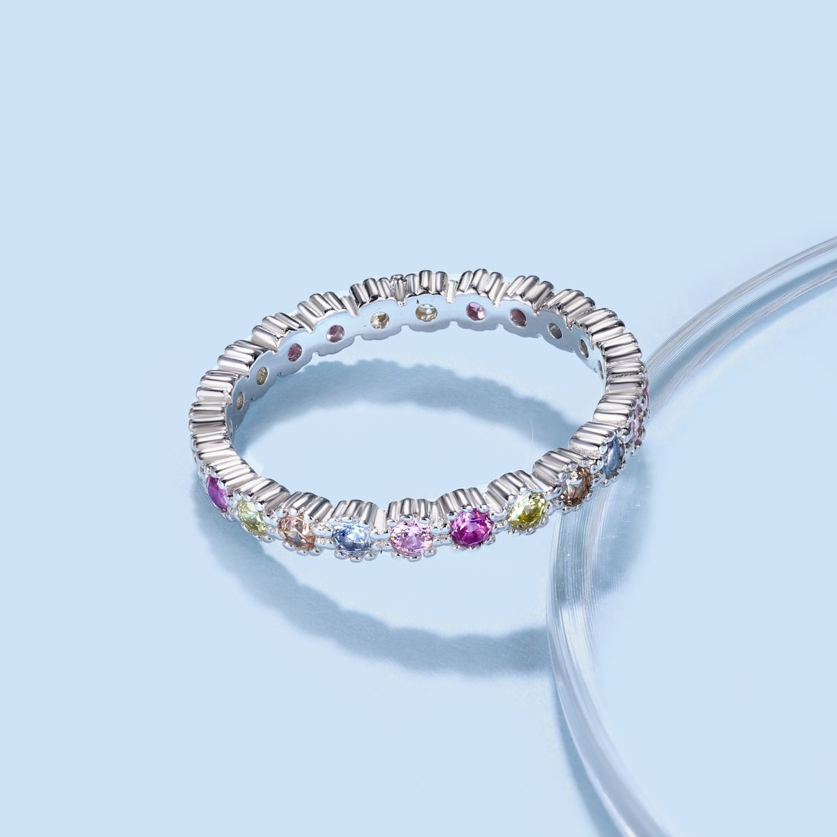 [Joyas Regalia] Exquisito anillo de fiesta de corte redondo colorido