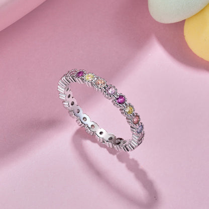 [Joyas Regalia] Exquisito anillo de fiesta de corte redondo colorido