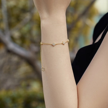 [Bijoux Regalia] Bracelet papillon creux trèfle à quatre feuilles