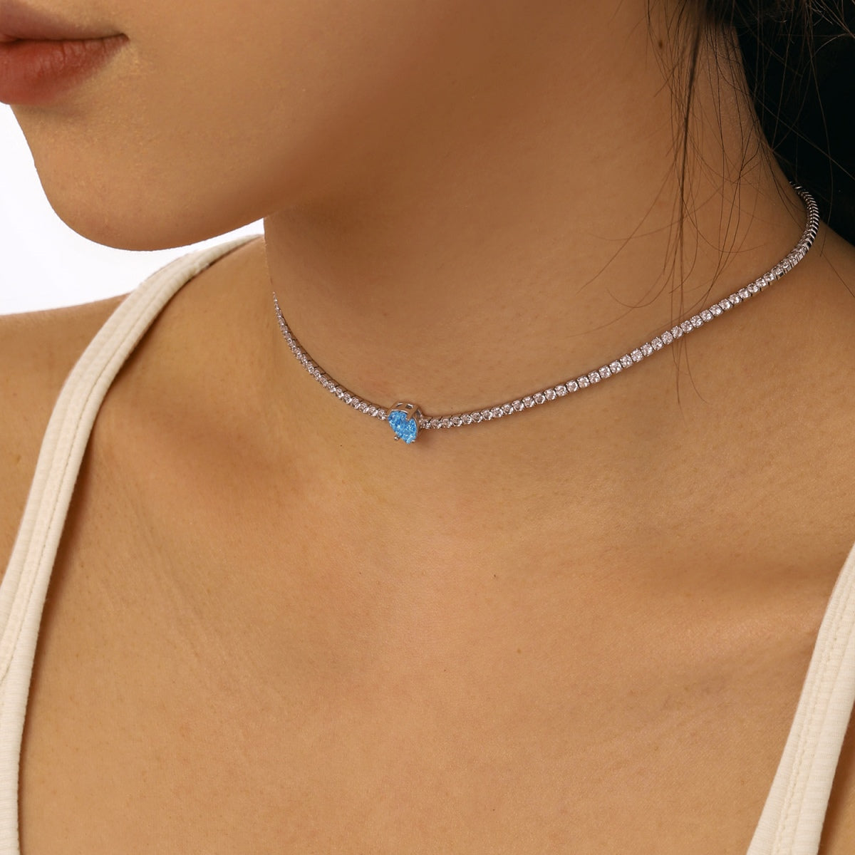 [Regalia jewelry]1.0 carat Unique Pear Cut Tennis Necklace