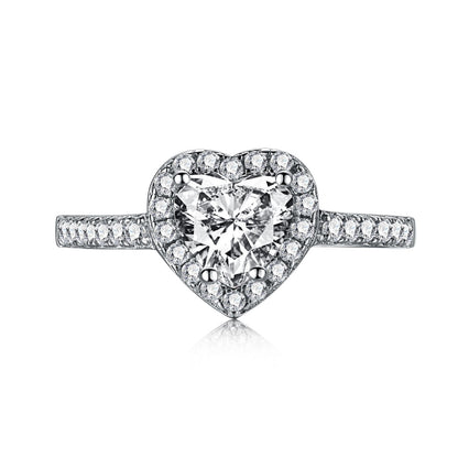 [Joyas Regalia] Anillo romántico con forma de corazón y efecto salpicado de eternidad