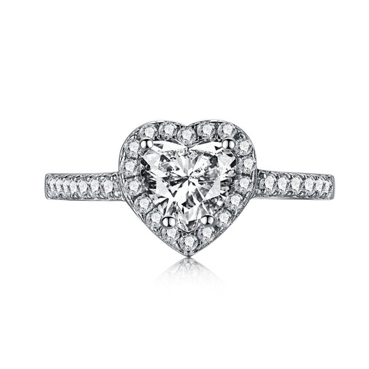 [Joyas Regalia] Anillo romántico con forma de corazón y efecto salpicado de eternidad