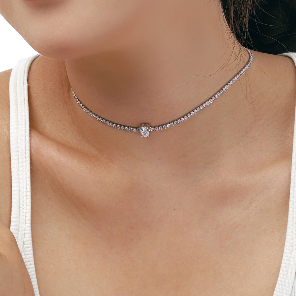 [Regalia jewelry]1.0 carat Unique Pear Cut Tennis Necklace