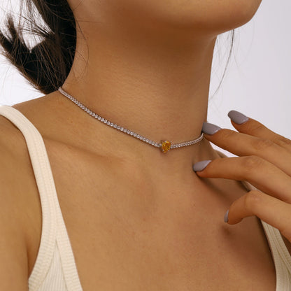 [Regalia jewelry]1.0 carat Unique Pear Cut Tennis Necklace