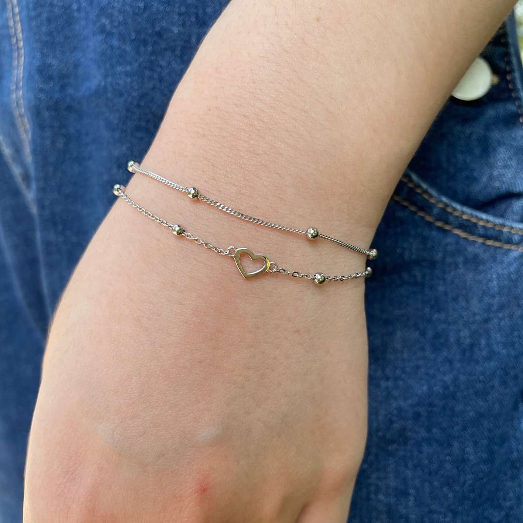 [Bijoux Regalia] Bracelet délicat double couche en forme de cœur
