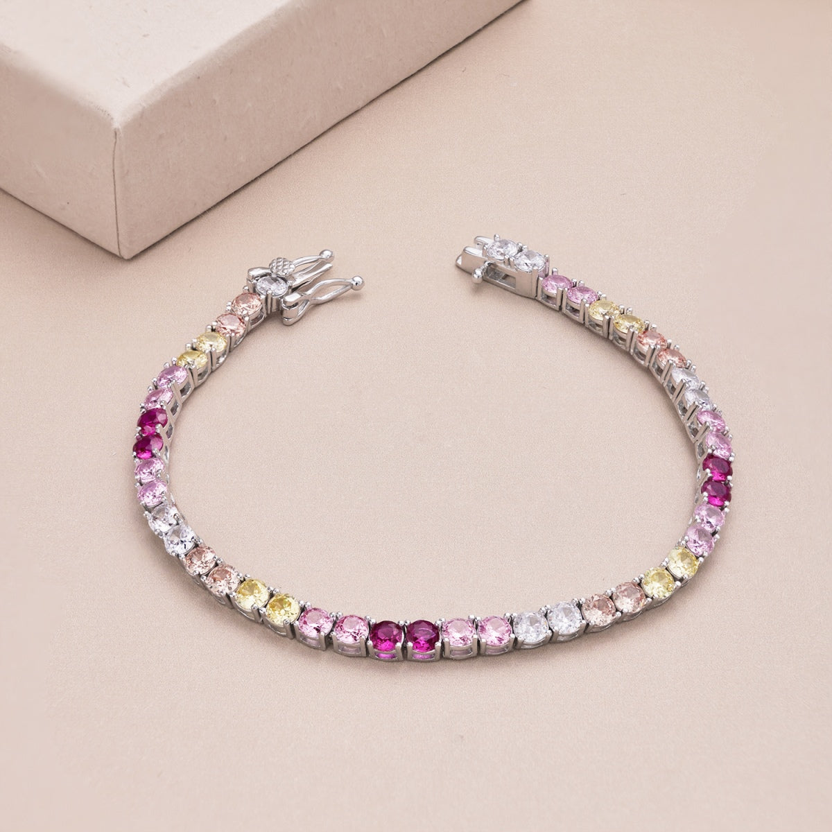 [Bijoux Regalia] Bracelet tennis rond coloré et éclatant