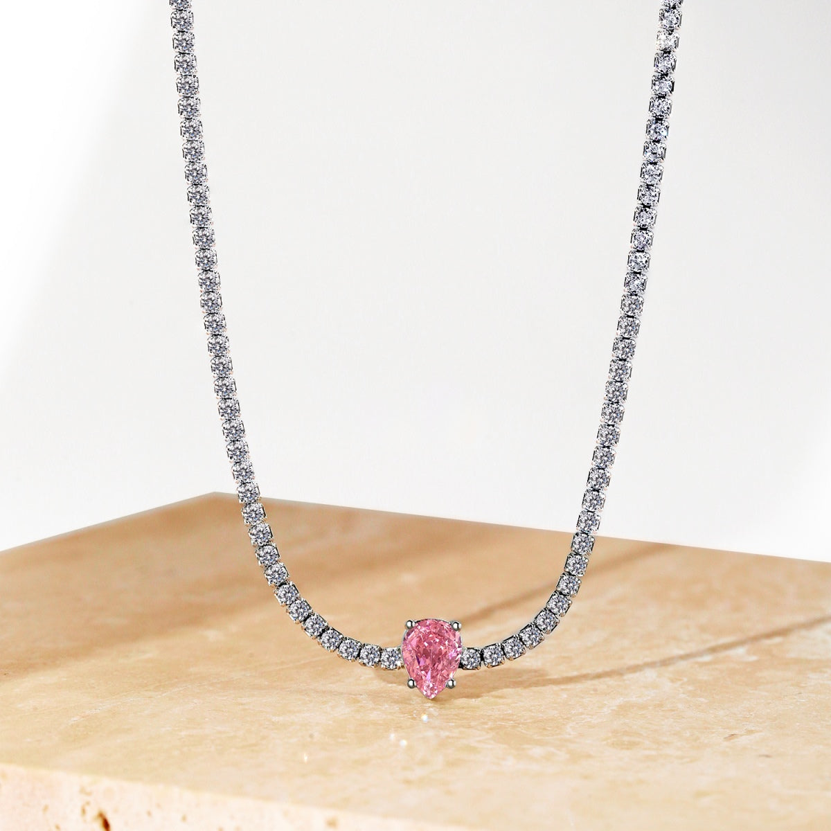 [Regalia jewelry]1.0 carat Unique Pear Cut Tennis Necklace