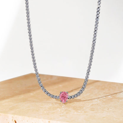 [Regalia jewelry]1.0 carat Unique Pear Cut Tennis Necklace