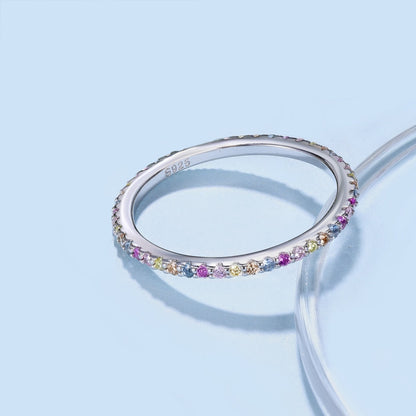 [Joyas Regalia] Anillo de tenis de corte redondo adornado y colorido