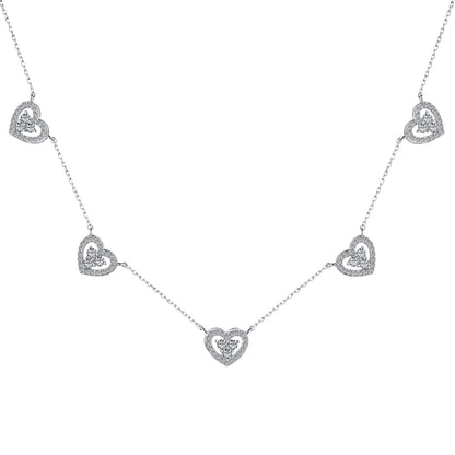 [Joyas Regalia]Collar de cinco corazones brillantes