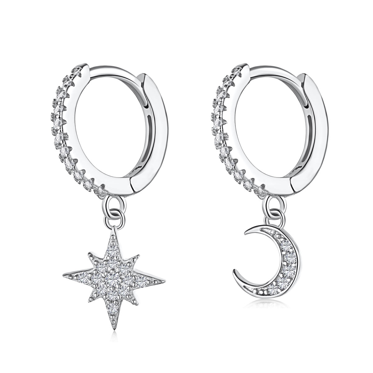 [Joyas Regalia]Pendientes asimétricos de estrella y luna