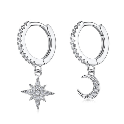 [Joyas Regalia]Pendientes asimétricos de estrella y luna