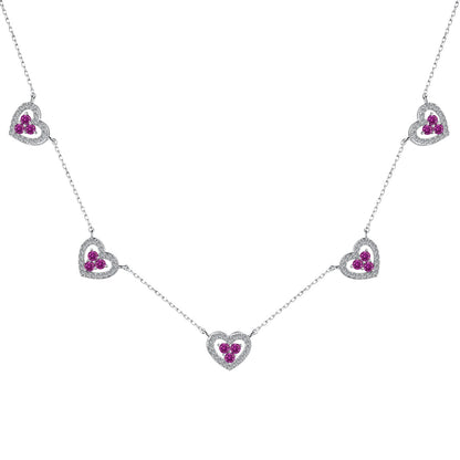 [Joyas Regalia]Collar de cinco corazones brillantes