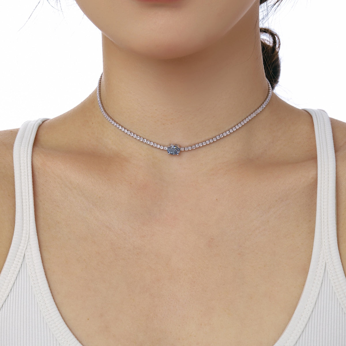 [Regalia jewelry]1.0 Carat Shining Oval Cut Necklace