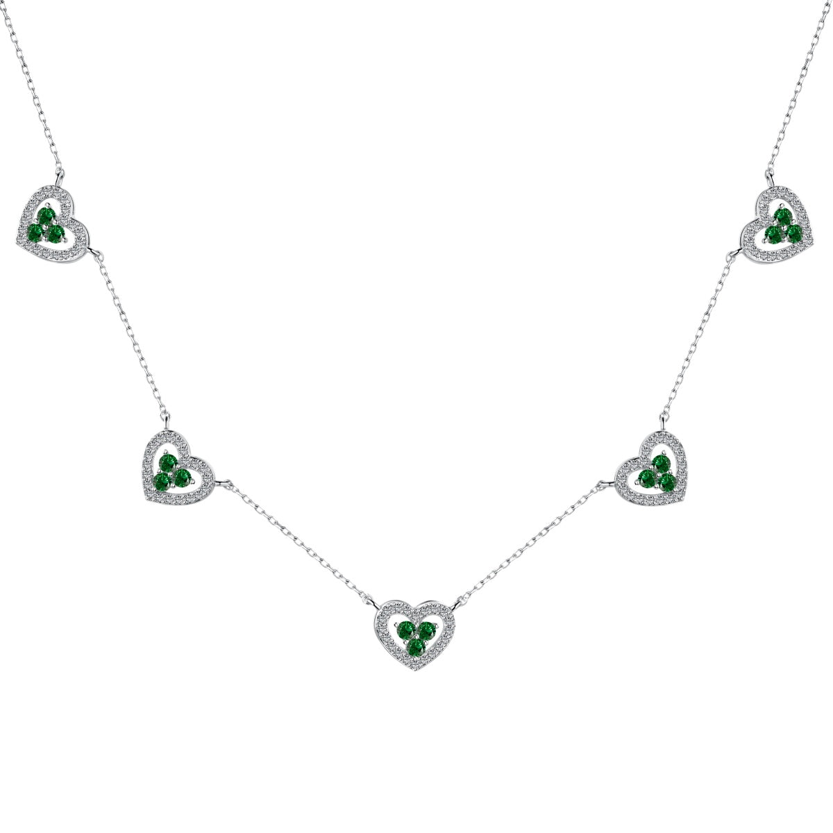 [Joyas Regalia]Collar de cinco corazones brillantes
