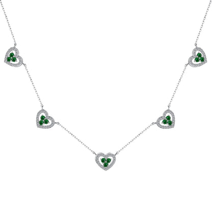 [Joyas Regalia]Collar de cinco corazones brillantes