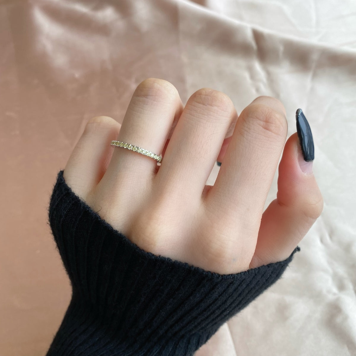 [Joyas Regalia] Anillo diario delicado y brillante de corte redondo