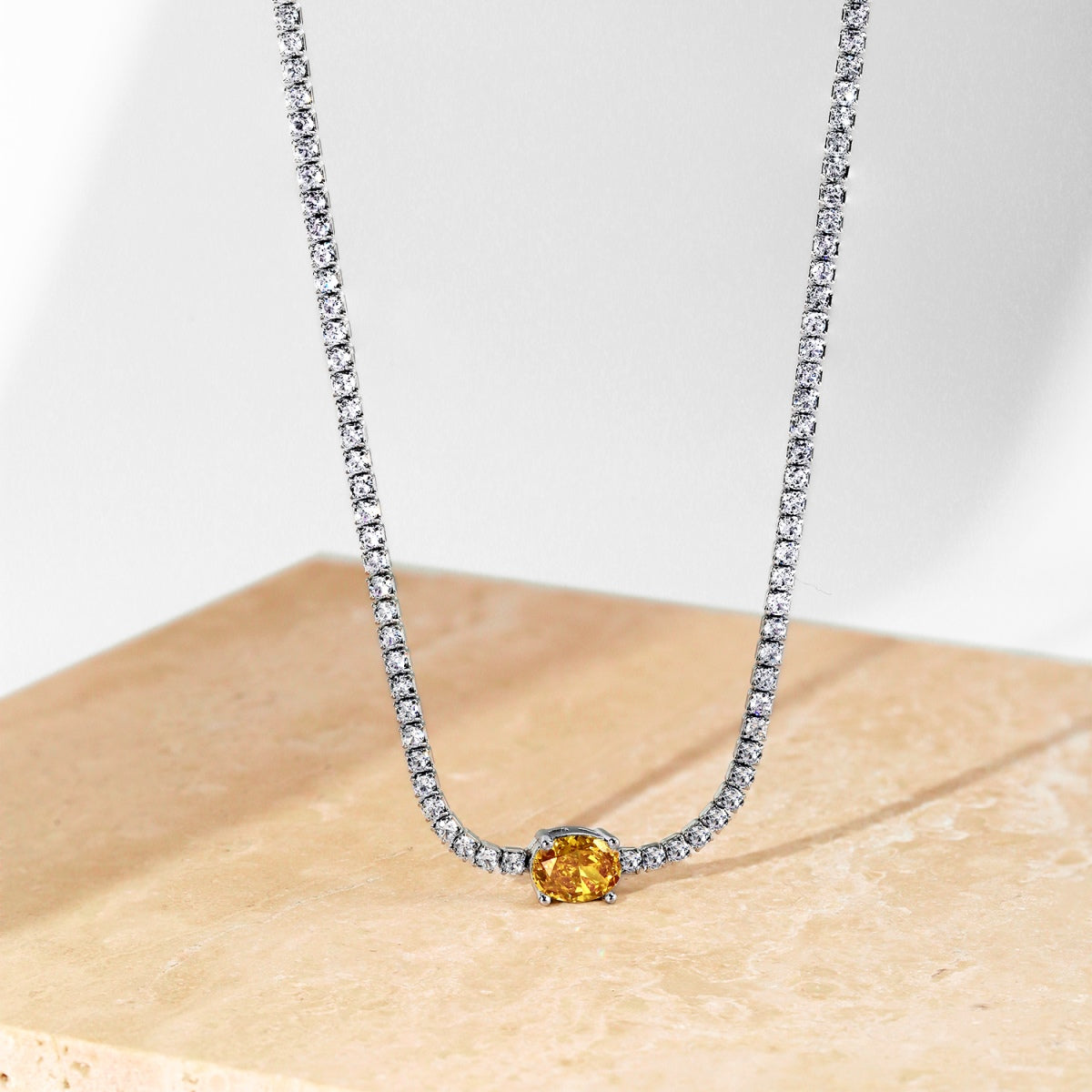 [Regalia jewelry]1.0 Carat Shining Oval Cut Necklace
